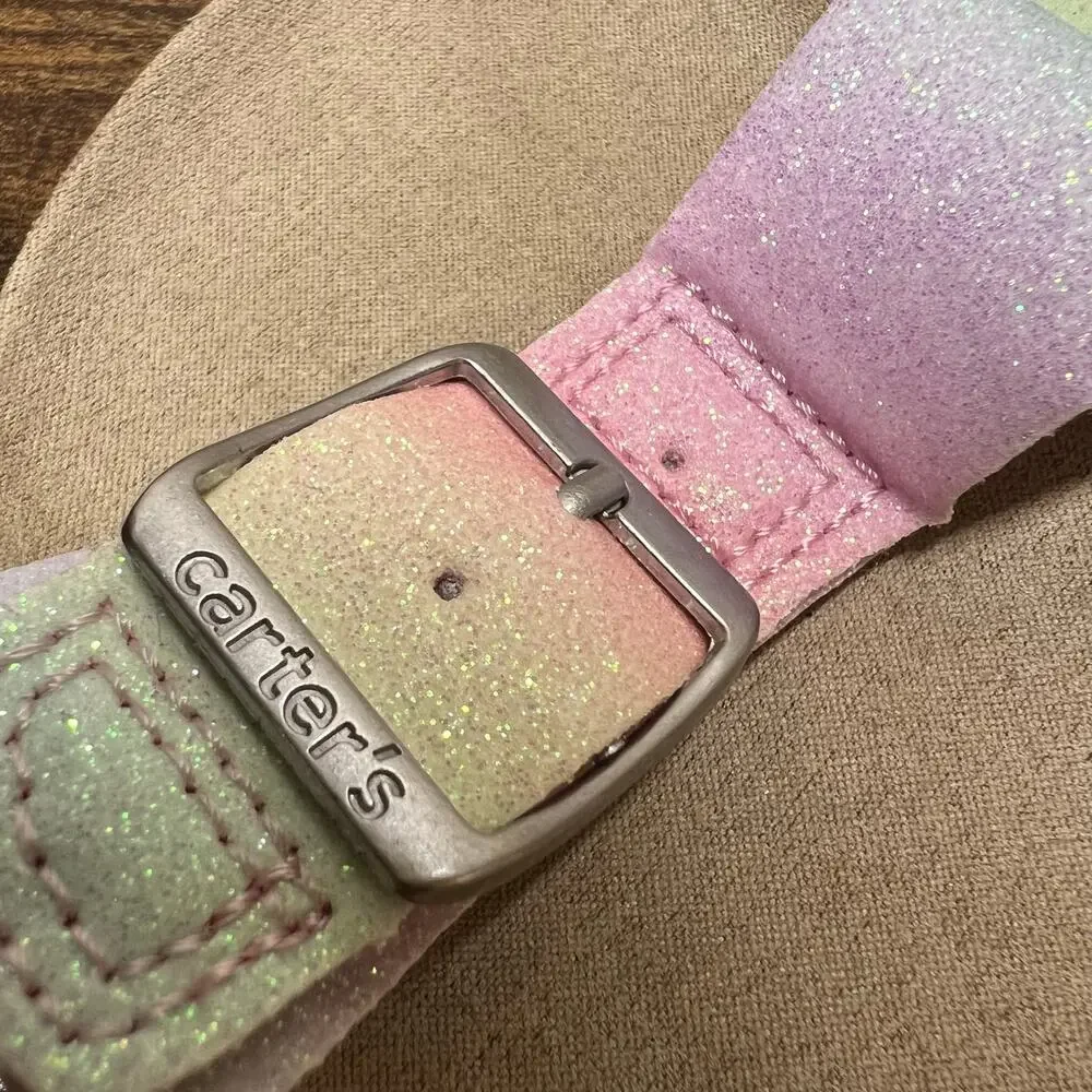 Carter's Duncan Sandals Girls 1 Youth Kids Rainbow Glitter Buckle Tie Dye Summer